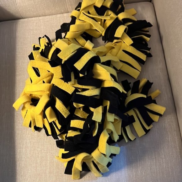 72” school spirit Yellow& black fleece scarf - Picture 3 of 3
